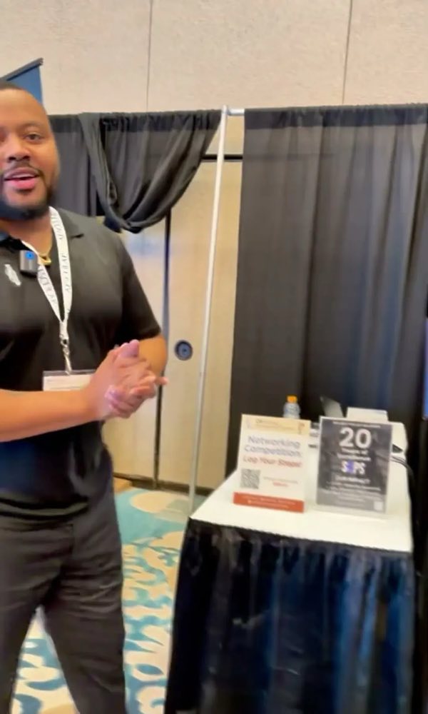 Exhibitor booth at a healthcare conference